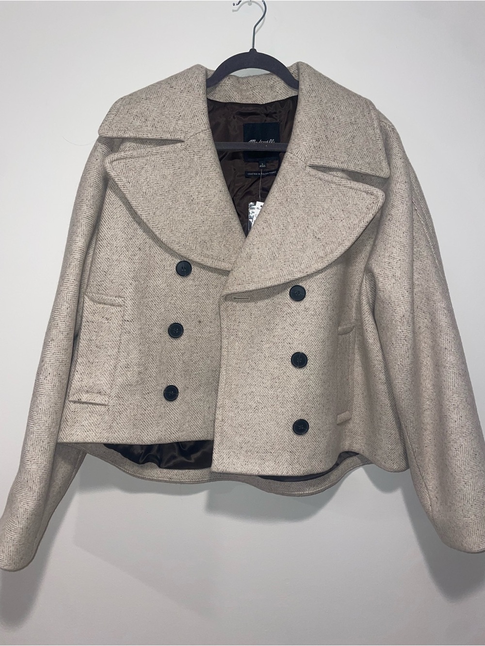 Madewell Cropped Peacoat in Light Taupe